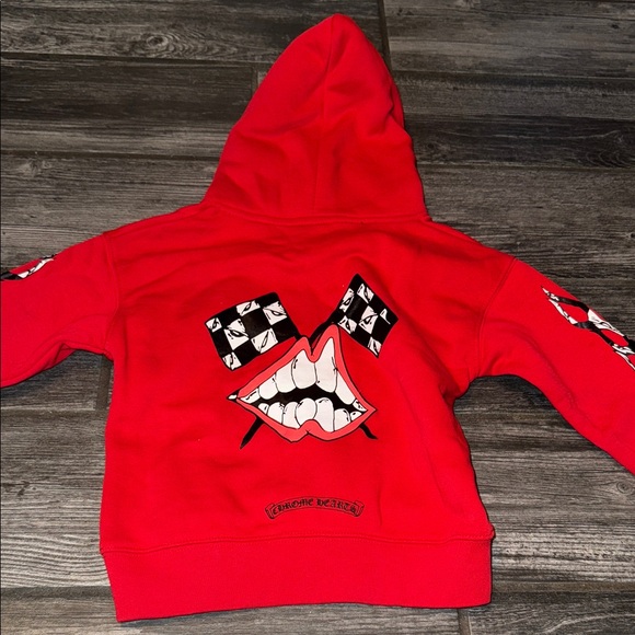 Red Graphic Kids Hoodie chrome hearts size 5 - Picture 1 of 5